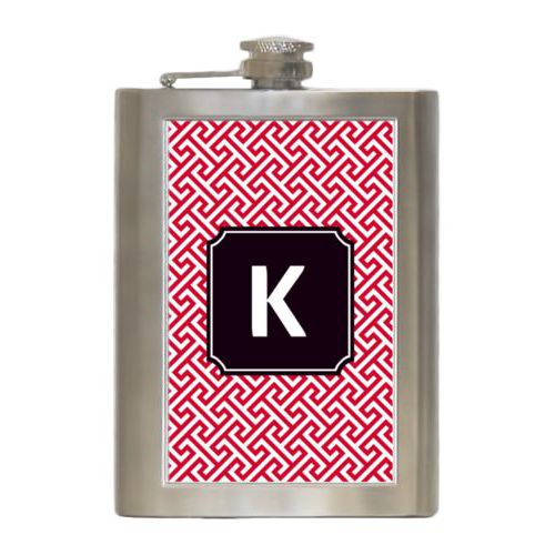 Personalized 8oz flask personalized with keyhole pattern and initial in university of georgia