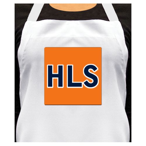 Personalized apron personalized with the saying "HLS"