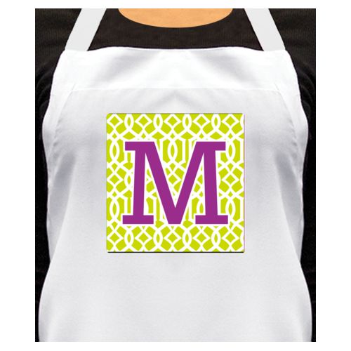Personalized apron personalized with ironwork pattern and the saying "M"