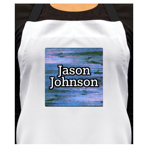 Personalized apron personalized with sky rustic pattern and the saying "Jason Johnson"