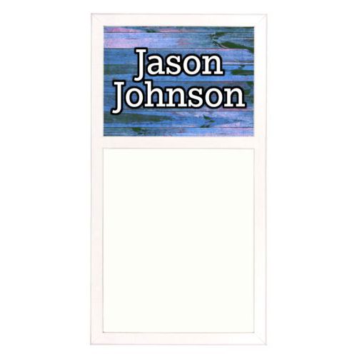 Personalized white board personalized with sky rustic pattern and the saying "Jason Johnson"