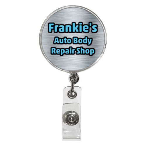 Custom badge reels personalized with business name