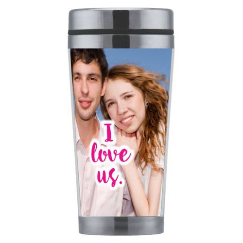 Personalized coffee mug personalized with photo and the saying "I love us"