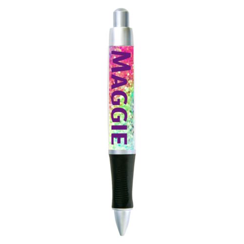 Personalized pen personalized with glitter pattern and the saying "Maggie"