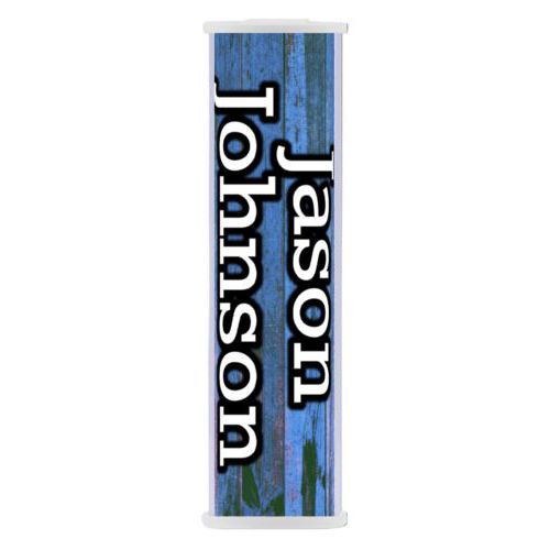 Personalized backup phone charger personalized with sky rustic pattern and the saying "Jason Johnson"