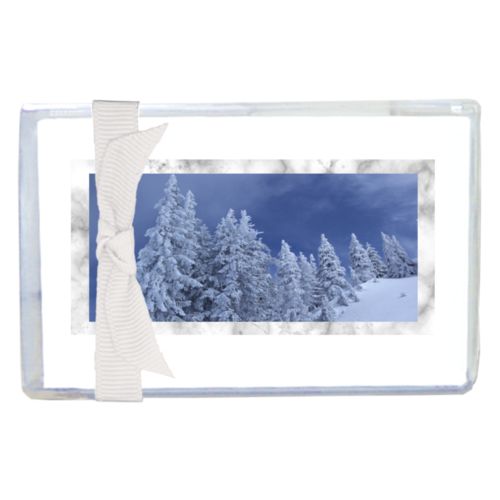Personalized enclosure cards personalized with grey marble pattern and photo