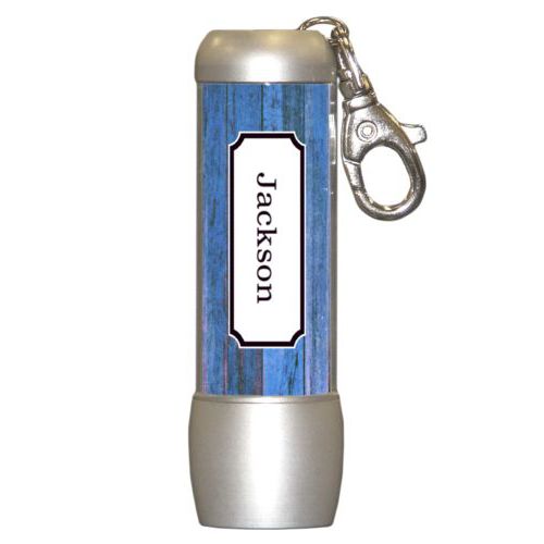 Personalized flashlight personalized with sky rustic pattern and name in black licorice