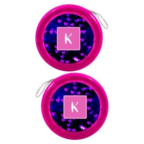 Personalized yoyo personalized with dream hearts pattern and initial in pink