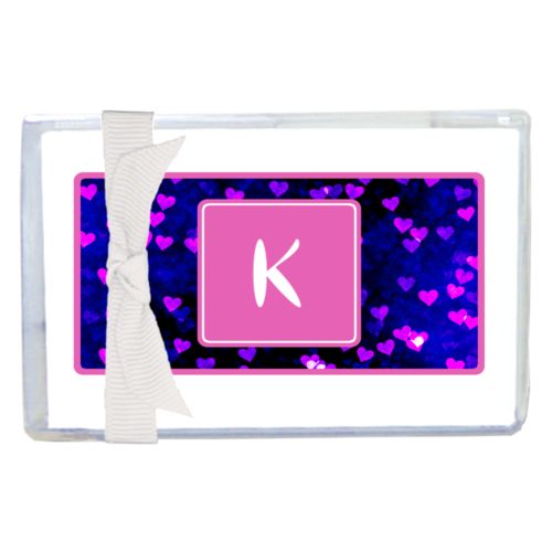 Personalized enclosure cards personalized with dream hearts pattern and initial in pink