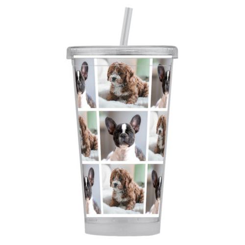 Personalized tumbler with straws personalized with dod photos