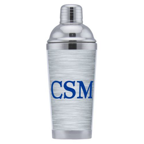 Coctail shaker personalized with steel industrial pattern and the saying "CSM"