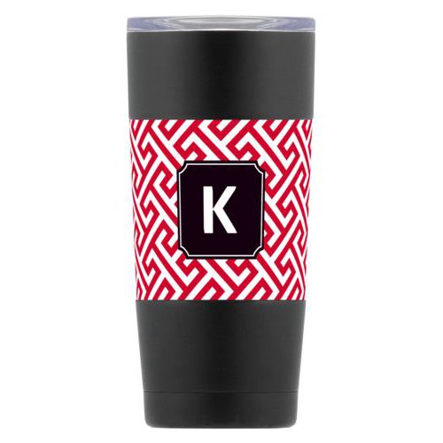 Personalized insulated steel mug personalized with keyhole pattern and initial in university of georgia