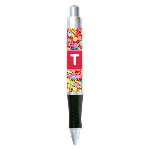 Personalized pen personalized with sweets sweet pattern and initial in red
