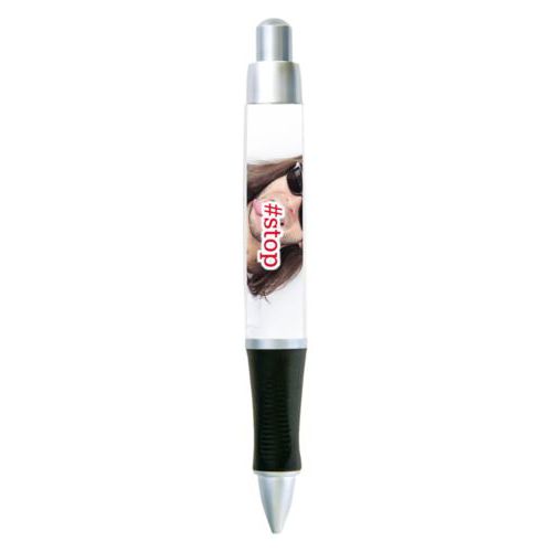 Personalized pen personalized with photo and the saying "#stop"