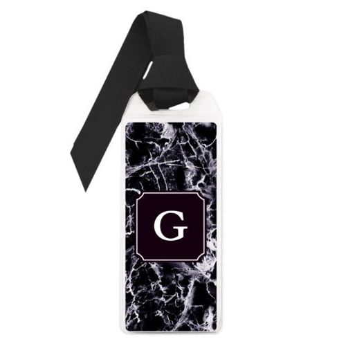 Personalized book mark personalized with onyx pattern and initial in black licorice