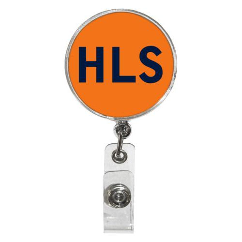 Personalized badge reel personalized with the saying "HLS"