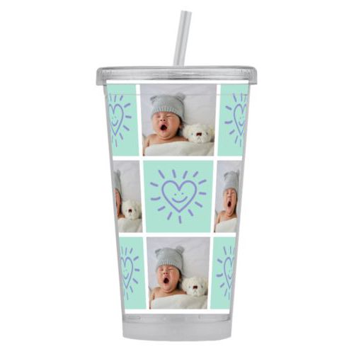 Personalized tumbler with straws personalized with baby photo