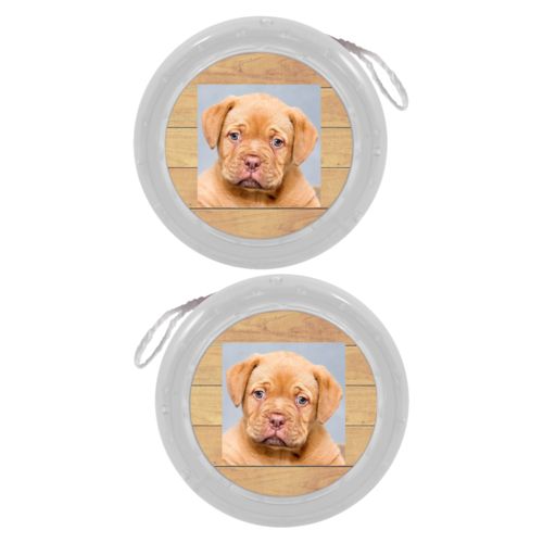 Personalized yoyo personalized with natural wood pattern and photo