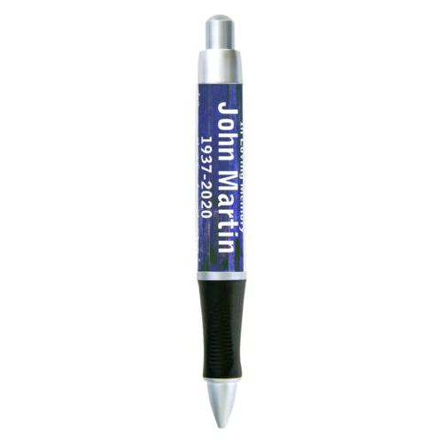 Personalized pen personalized with royal rustic pattern and the saying "In Loving Memory John Martin 1937-2020 "Dream without fear, love without limits.""