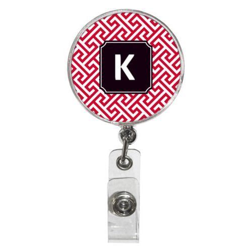 Personalized badge reel personalized with keyhole pattern and initial in university of georgia