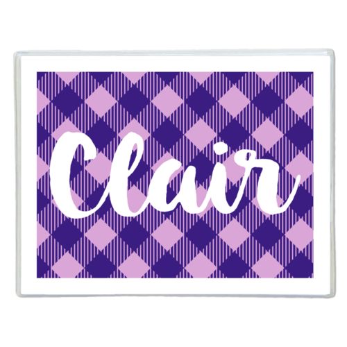 Personalized note cards personalized with check pattern and the saying "Clair"