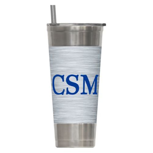 Personalized insulated steel tumbler personalized with steel industrial pattern and the saying "CSM"