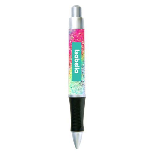 Personalized pen personalized with glitter pattern and name in minty