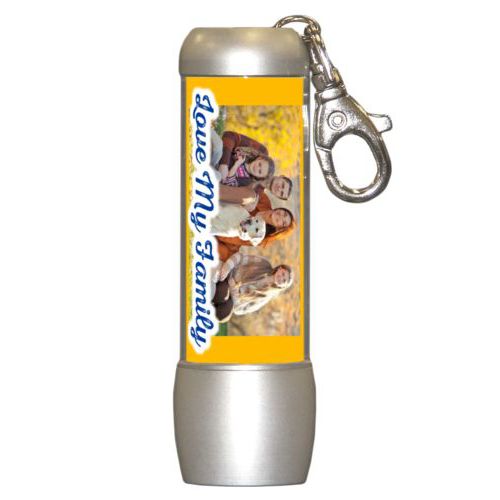 Personalized flashlight personalized with photo and the saying "Love My Family"