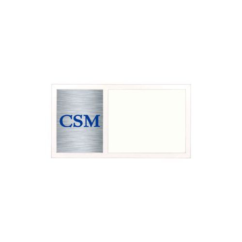 Personalized white board personalized with steel industrial pattern and the saying "CSM"