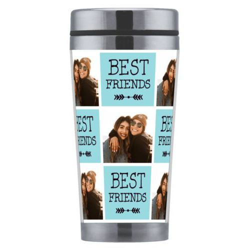 Personalized coffee mug personalized with a photo and the saying "Best Friends" in black and robin's shell