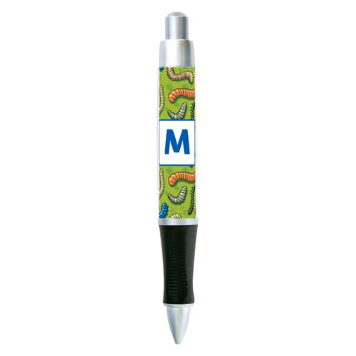 Personalized pen personalized with worms pattern and initial in cosmic blue
