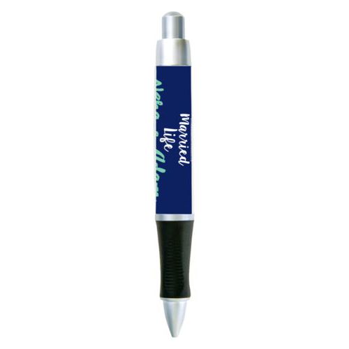 Personalized pen personalized with the sayings "Neha & Adam" and "living that married life"