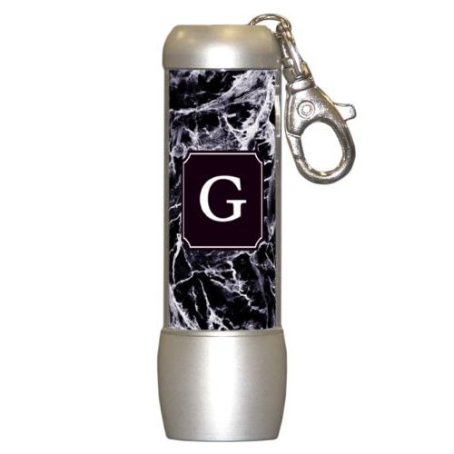 Personalized flashlight personalized with onyx pattern and initial in black licorice