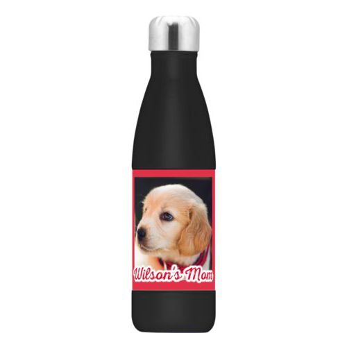 Custom insulated water bottle personalized with photo and the saying "Wilson's Mom"