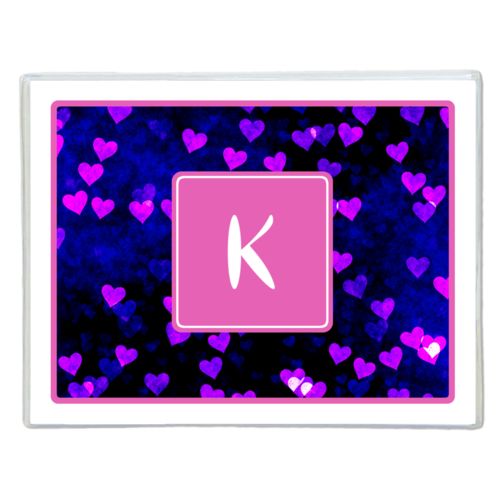 Personalized note cards personalized with dream hearts pattern and initial in pink