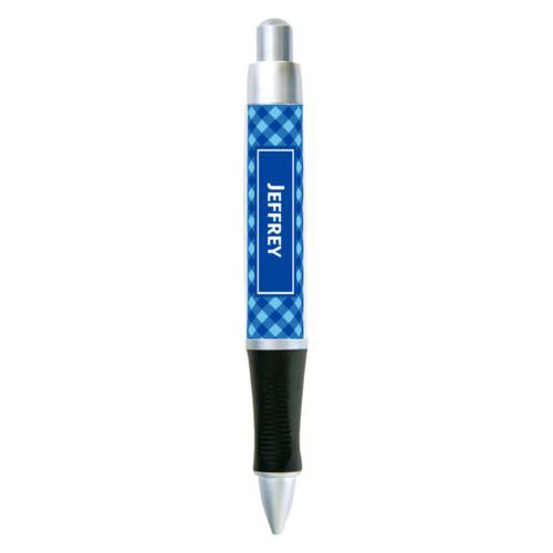 Personalized pen personalized with check pattern and name in ultramarine