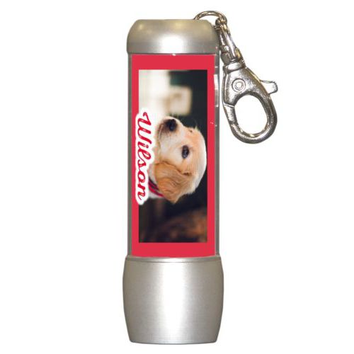 Personalized flashlight personalized with photo and the saying "Wilson"