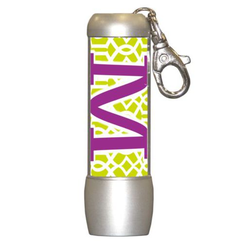 Personalized flashlight personalized with ironwork pattern and the saying "M"