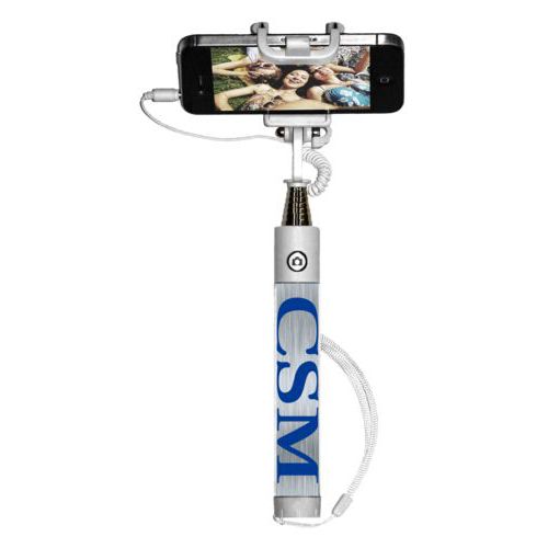 Personalized selfie stick personalized with steel industrial pattern and the saying "CSM"