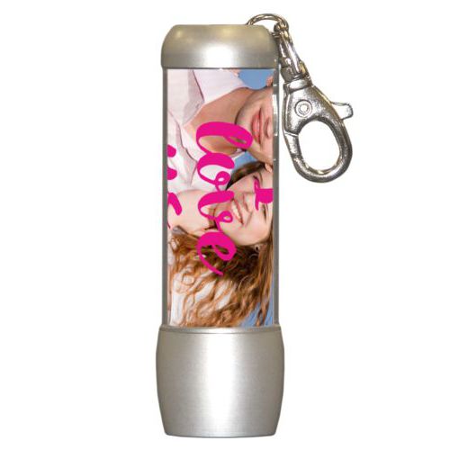 Personalized flashlight personalized with photo and the saying "I love us"