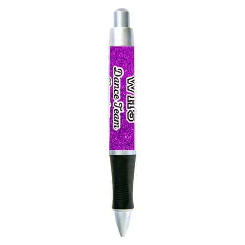 Personalized pen personalized with fuchsia glitter pattern and the saying "WHS Dance Team Reunion"