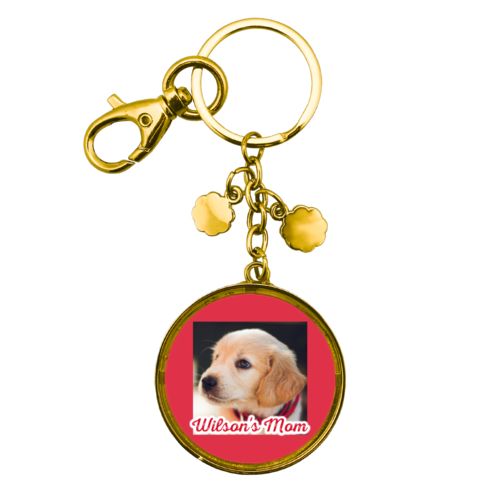 Personalized keychain personalized with photo and the saying "Wilson's Mom"