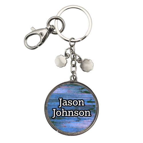 Personalized keychain personalized with sky rustic pattern and the saying "Jason Johnson"
