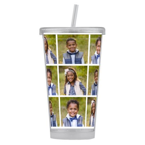 Personalized tumbler with straws personalized with kids photos