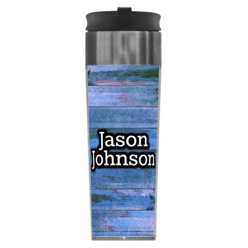 Personalized steel mug personalized with sky rustic pattern and the saying "Jason Johnson"