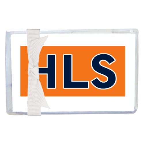 Personalized enclosure cards personalized with the saying "HLS"