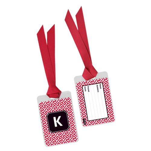 Personalized bag tag personalized with keyhole pattern and initial in university of georgia