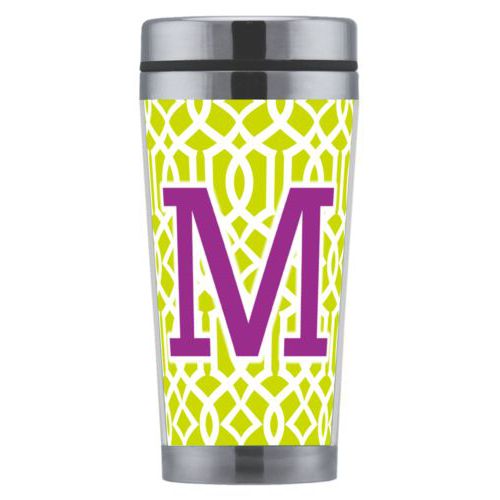 Personalized coffee mug personalized with ironwork pattern and the saying "M"