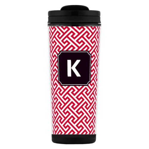Custom tall coffee mug personalized with keyhole pattern and initial in university of georgia