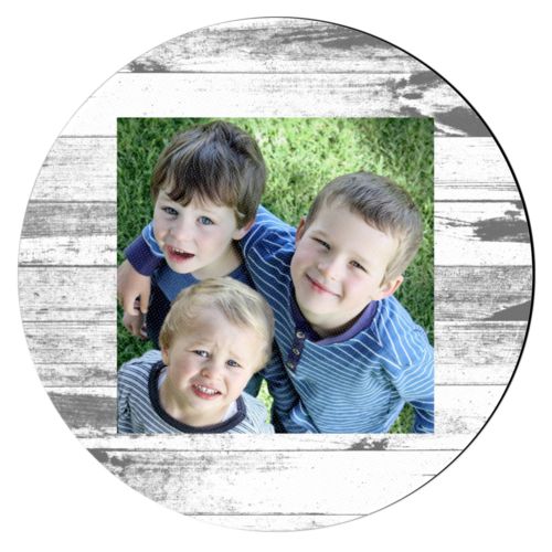 Personalized coaster personalized with white rustic pattern and photo